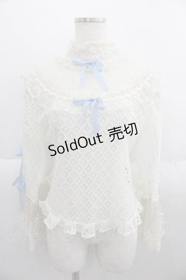 画像1: BABY,THE STARS SHINE BRIGHT / Effeuiller la Margueriteレースブラウス  生成りＸサックス I-25-05-29-007-BA-BL-HD-ZI (1)