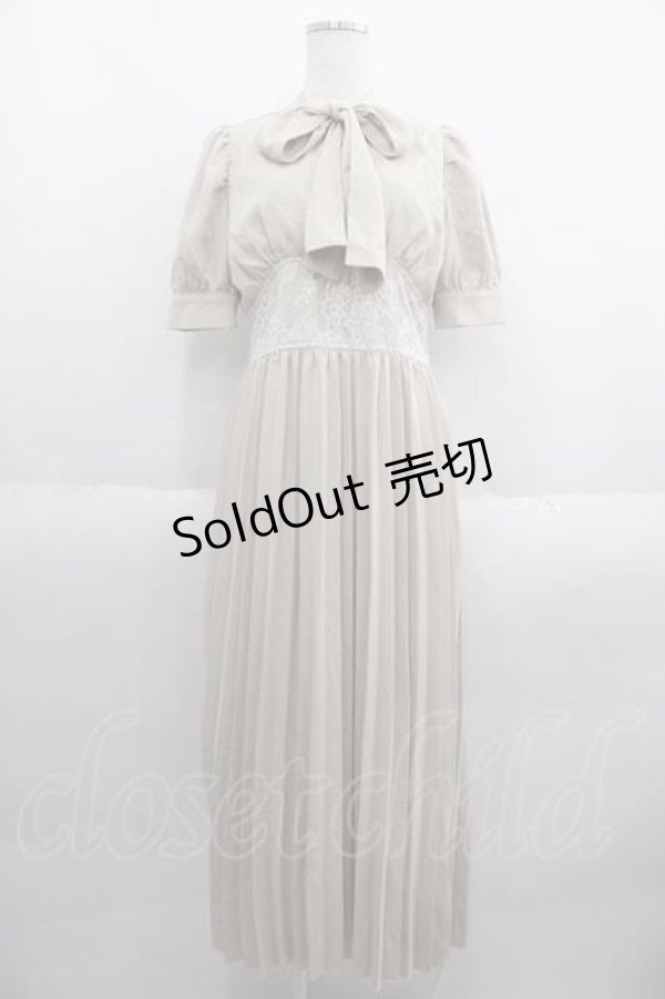 画像1: An MILLE / ウエストレース切り替えロングワンピース  ベージュＸ白 I-25-05-29-069-EL-OP-HD-ZI (1)