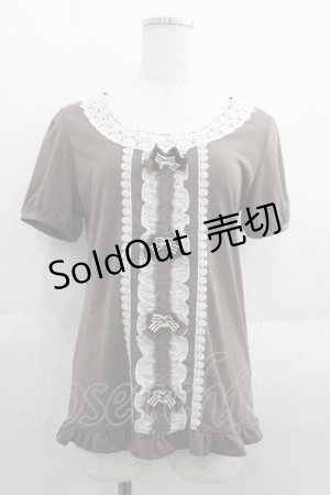 画像: axes femme / 4つリボン半袖プルオーバー  ブラウン I-25-05-29-073-AX-TO-HD-ZI