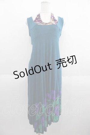 画像: gouk / 朝顔ptホルターネックワンピース  ブルーグリーン I-25-05-29-081-GO-OP-HD-ZI
