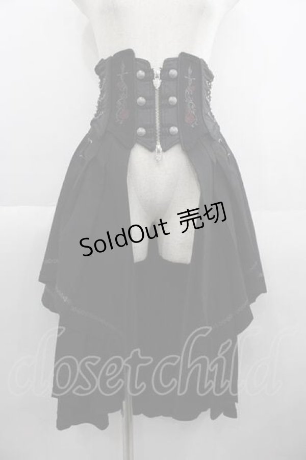 画像1: Ozz oneste / 薔薇刺繍コルセット  黒Ｘ赤 I-25-05-29-096-OO-ZA-HD-ZI (1)