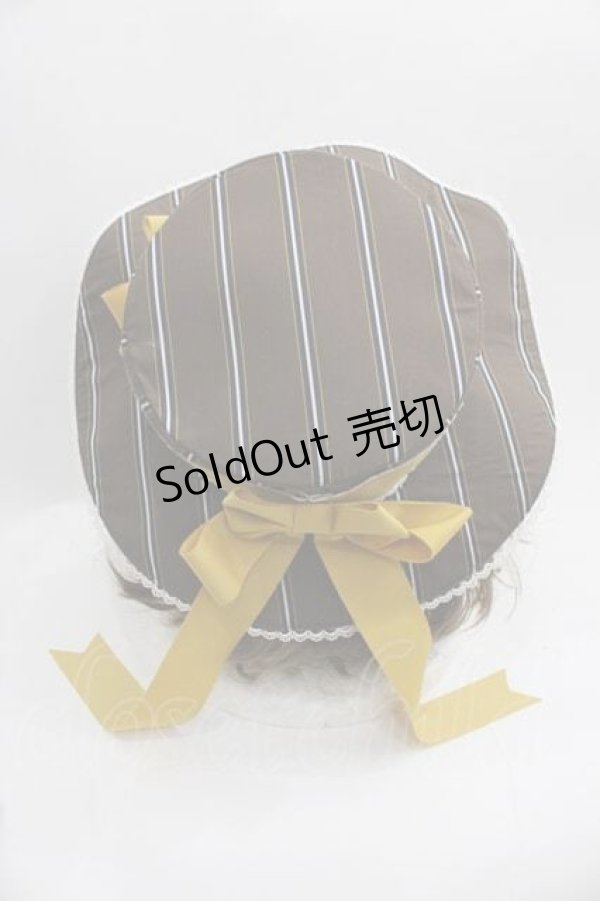 画像3: ALICE and the PIRATES / チュロスストライプカンカン帽  ブラウン I-25-05-29-116-PA-AC-HD-ZI (3)