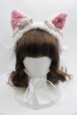 画像1: Twinkle Rose / ボアねこみみヘッドドレス  白Ｘピンク I-25-05-29-118-LO-AC-HD-ZI (1)