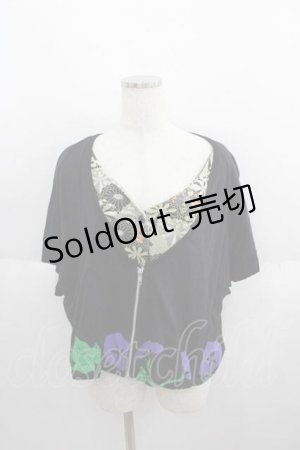 画像: gouk / 朝顔pt重ね着風トップス  ブラック I-25-05-29-027-GO-TO-HD-ZI