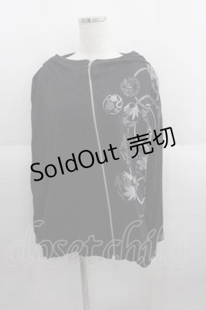 画像: gouk / 手毬柄ジップアップパーカー  ブラック I-25-05-29-033-GO-TO-HD-ZI