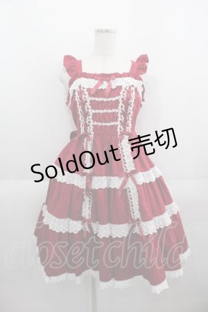 画像: Angelic Pretty / Romanticティアードジャンパースカート  赤Ｘ白 I-25-06-01-050-AP-OP-HD-ZI
