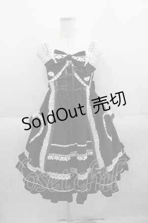 画像: BABY,THE STARS SHINE BRIGHT / くみゃちゃんのHeart Sugar Decorationジャンパースカート  黒Ｘ白 I-25-06-01-056-BA-OP-HD-ZI