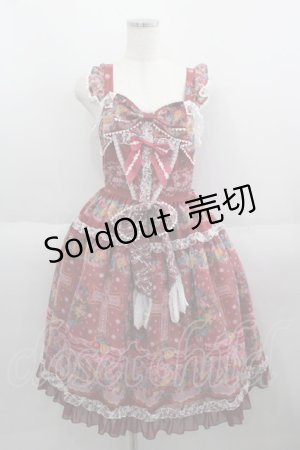 画像: BABY,THE STARS SHINE BRIGHT / Le Bouquet de la Croix柄Ribbonジャンパースカート  赤 I-25-06-01-057-BA-OP-HD-ZI