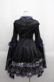 画像2: 桜洛芙（海外ロリータブランド） / ラメ袖&フロント刺繍ワンピース S 黒Ｘゴールド I-25-06-01-073-LO-OP-HD-ZI (2)