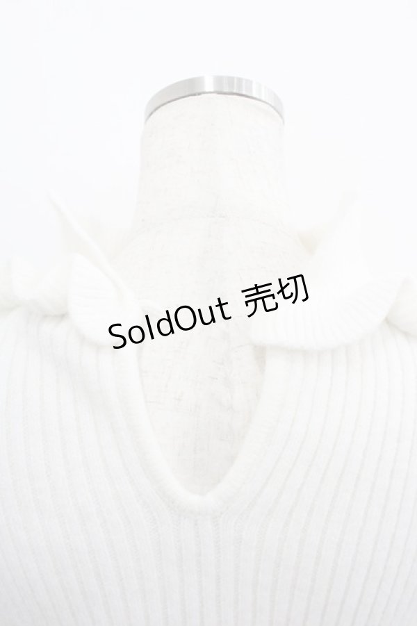 画像3: Ank Rouge / パールトリムスピンドルニットワンピース  白 I-25-06-01-083-CA-OP-HD-ZI (3)