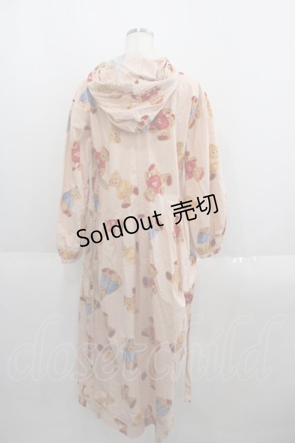 画像2: PINK HOUSE / くまぬいぐるみ柄フード付き長袖ワンピース  ピンク I-25-06-01-094-LO-OP-HD-ZI (2)