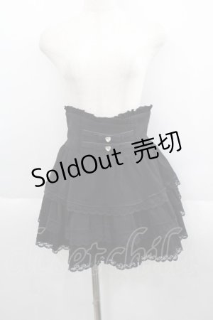 画像: Princess Melody / チェック&無地3段フリルスカート  黒 I-25-06-01-111-EL-SK-HD-ZI