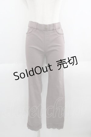 画像: axes femme / 裾レースストレッチパンツ  ブラウン I-25-06-01-115-AX-PA-HD-ZT495