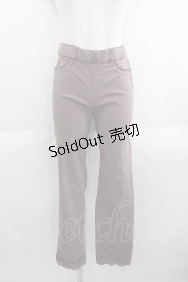 画像1: axes femme / 裾レースストレッチパンツ  ブラウン I-25-06-01-115-AX-PA-HD-ZT495 (1)