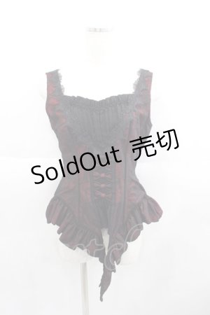画像: Lilizi（海外ロリータブランド） / 蜘蛛の巣レースリボンビスチェ  黒ｘボルドー I-25-06-01-031-LO-JA-HD-ZI