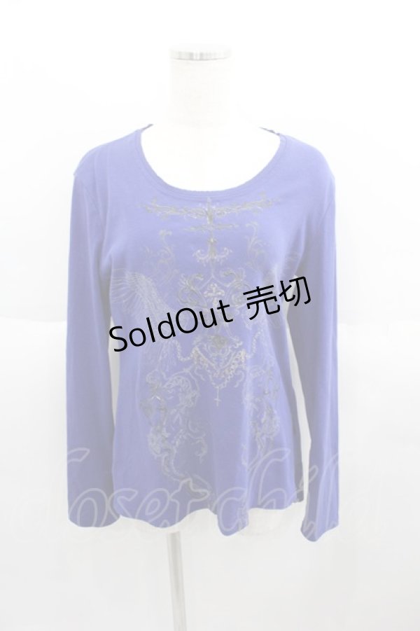 画像1: Ozz Croce / クロス刺繍羽根プリントカットソー  青 I-25-06-01-033-OO-TO-HD-ZI (1)