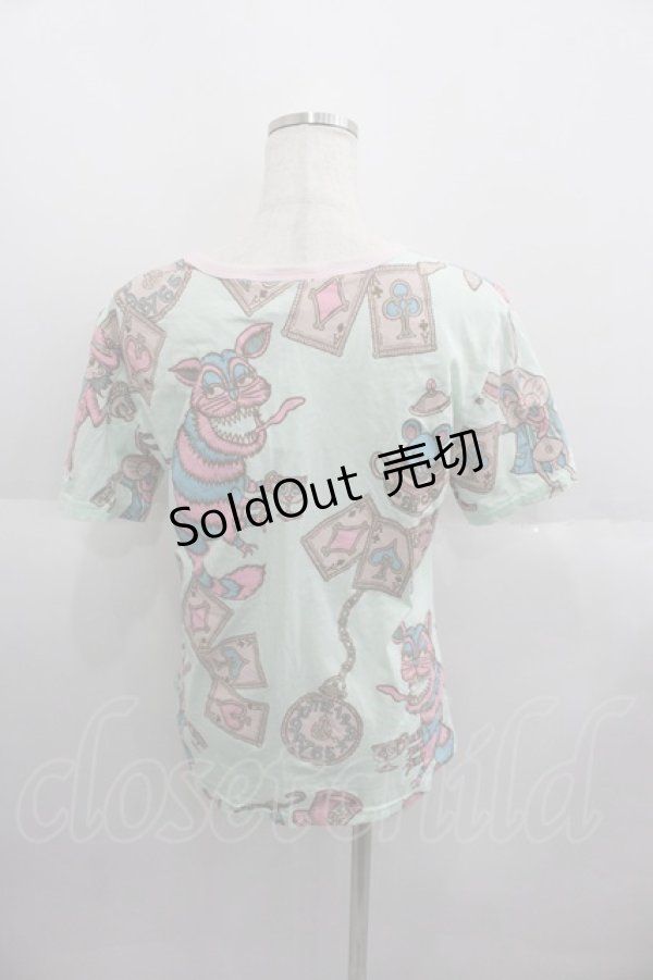 画像2: MALKOMALKA / 不思議の国のアリスモチーフTシャツ  ミント I-25-06-01-036-PU-TS-HD-ZI (2)