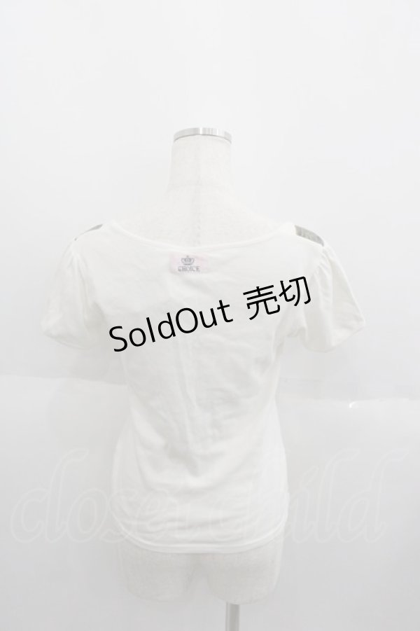 画像2: CHOICE / 王冠猫pt半袖ショート丈Tシャツ M ホワイト I-25-06-01-038-PU-TS-HD-ZI (2)