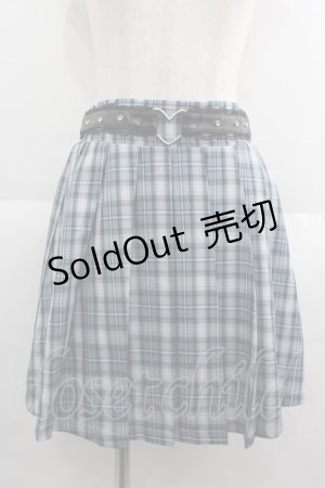 画像: Ank Rouge / ハートベルトプリーツスカート  ブルーチェックＸ黒 I-25-06-04-077-CA-SK-HD-ZI