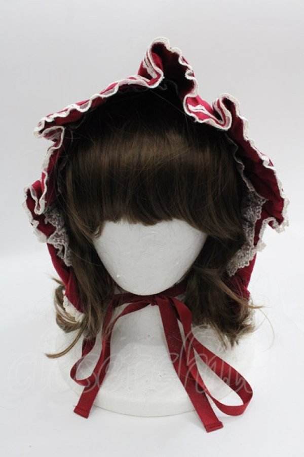 画像2: Angelic Pretty / HAT お嬢様のクラシカルハーフボンネット  ボルドー I-25-06-04-110-AP-AC-HD-ZI (2)