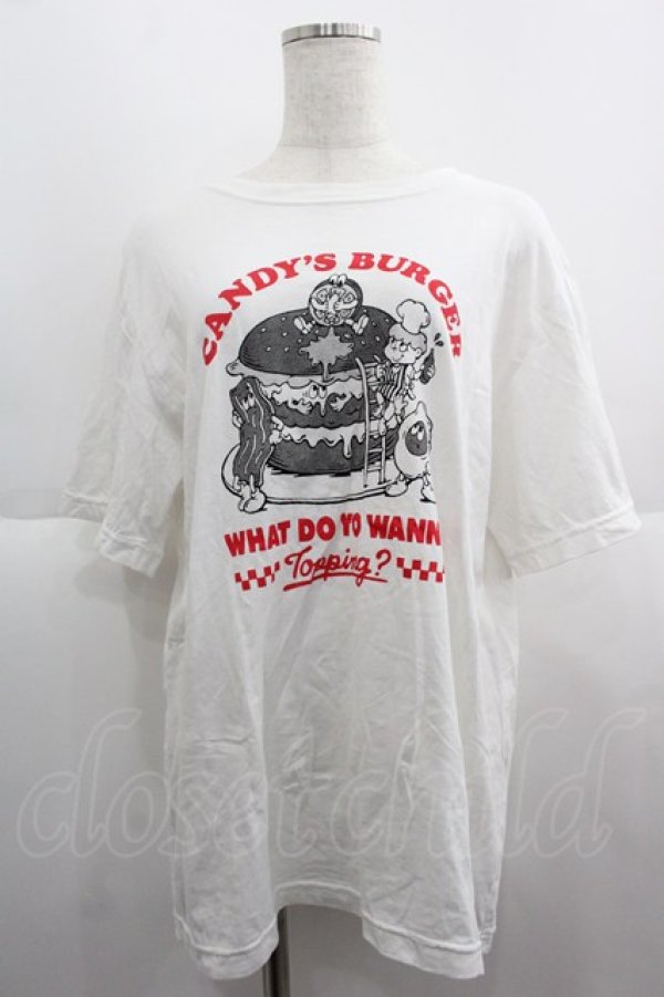 画像1: Candy Stripper / CANDY'S BURGER TEE 3 白Ｘ赤Ｘ黒 I-25-06-04-039-PU-TO-HD-ZI (1)