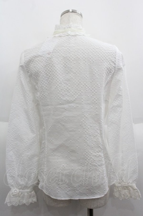 画像2: Emily Temple cute / 立ち襟フリルリボンタイ長袖ブラウス M 白 I-25-06-08-010-ET-BL-HD-ZI (2)