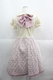 画像2: Shirley Temple / ベルベット切替レース刺繍ワンピース 160CM アイボリーＸピンク I-25-06-08-097-ET-OP-HD-ZI (2)