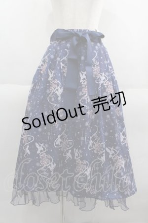 画像: axes femme / アイスローズ柄スカート  紺 I-25-06-08-113-AX-SK-HD-ZI