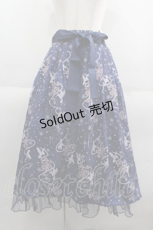 画像1: axes femme / アイスローズ柄スカート  紺 I-25-06-08-113-AX-SK-HD-ZI (1)