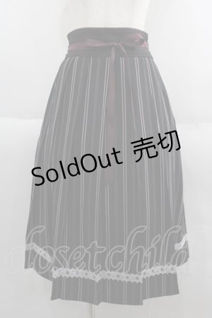 画像: axes femme / ストライププリーツミディスカート  黒Ｘボルドー I-25-06-08-114-AX-SK-HD-ZI