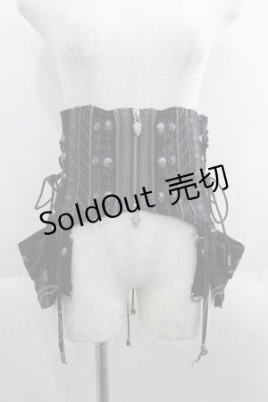 画像: Ozz oneste / 薔薇刺繍ポーチ付きコルセット  ブラック I-25-06-08-124-OO-ZA-HD-ZI