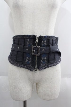 画像: Ozz Croce / ZIP刺繍コルセットベルト  グレー I-25-06-08-125-OO-ZA-HD-ZI