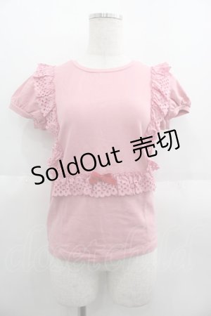 画像: Shirley Temple / フラワーレース半袖カットソー 160CM ピンク I-25-06-08-017-ET-TO-HD-ZI