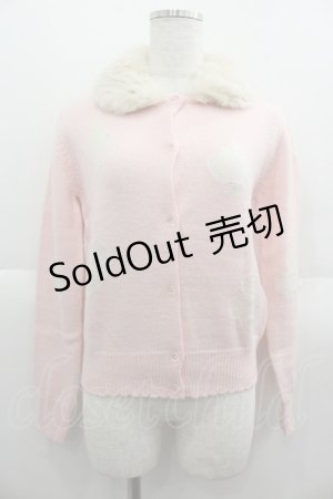 画像: Shirley Temple / ファー襟トランプニットカーディガン 145〜160CM ピンク I-25-06-08-029-ET-TO-HD-ZI
