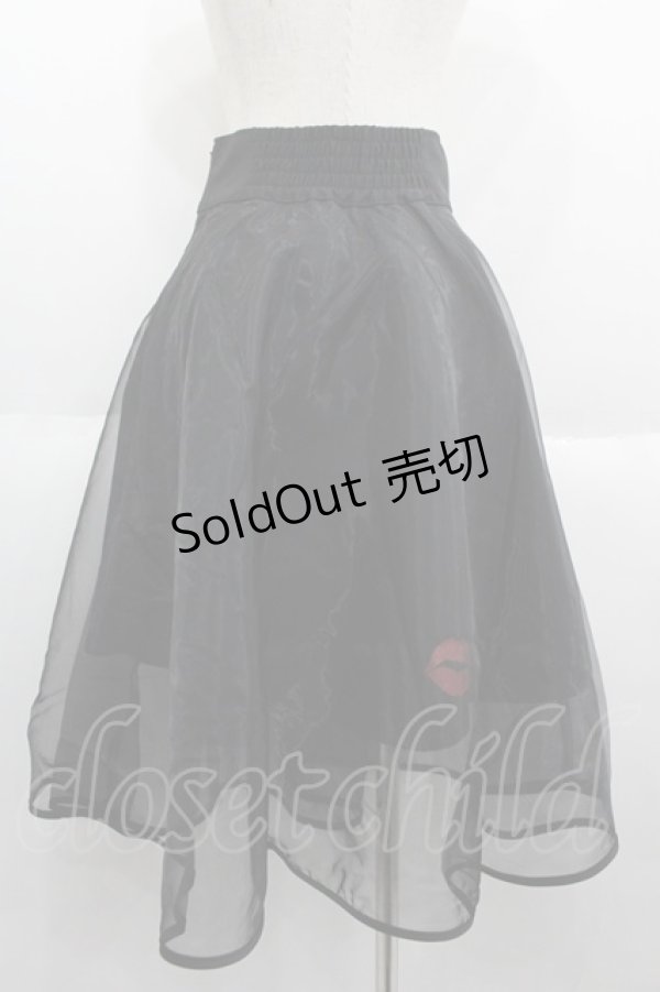 画像2: HELL CAT PUNKS / オーガンジーミモレスカート  ブラック I-25-06-11-051-PU-SK-HD-ZI (2)