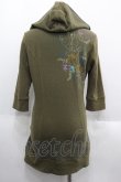 画像2: Ozz oneste / 蓮ptワッフル生地半袖ジップアップパーカー  オリーブ I-25-06-11-077-OO-TO-HD-ZI (2)