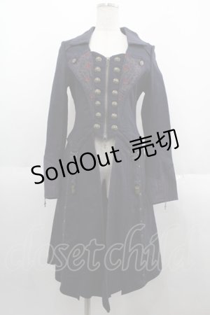 画像: Ozz oneste / ストライプローズ刺繍ロングジャケット  ネイビー I-25-06-11-081-OO-JA-HD-ZI