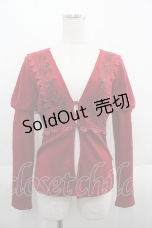 画像: Ozz oneste / 薔薇刺繍2WAYボレロ  レッド I-25-06-11-082-OO-TO-HD-ZI