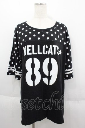画像: HELL CAT PUNKS / フットボールビッグTシャツ  ブラックドット I-25-06-11-009-PU-TS-HD-ZI
