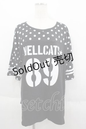 画像: HELL CAT PUNKS / フットボールビッグTシャツ  ブラックドット I-25-06-11-009-PU-TS-HD-ZI