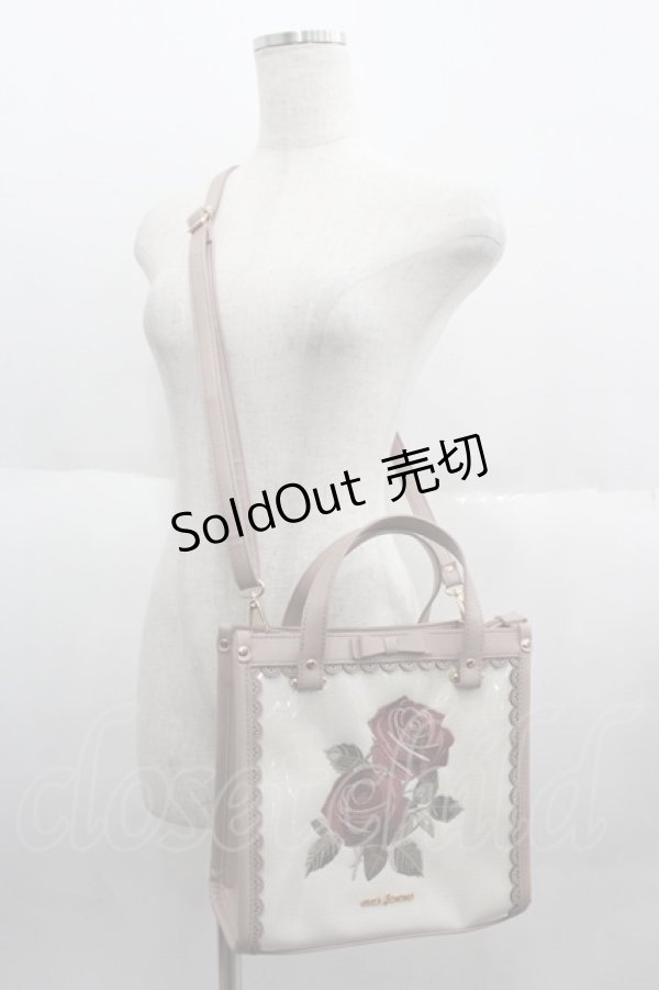 画像1: axes femme / ローズ刺繍スクエアバッグ  ベージュ I-25-06-11-094-AX-BG-HD-ZI (1)