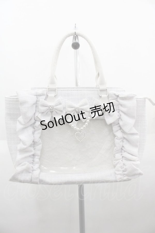 画像1: Ank Rouge / 確定ファンサのおまじないツイードBag  白 I-25-06-11-102-CA-BG-HD-ZI (1)