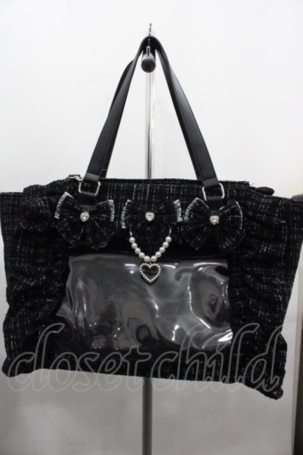 画像2: Ank Rouge / 確定ファンサのおまじないツイードBag  黒Ｘ白 I-25-06-11-104-CA-BG-HD-ZT274 (2)