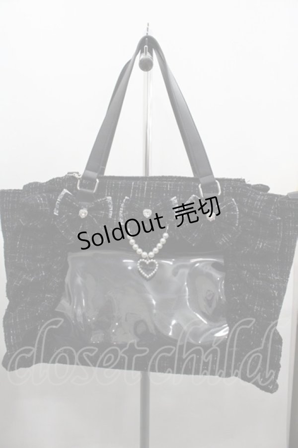 画像2: Ank Rouge / 確定ファンサのおまじないツイードBag  黒Ｘ白 I-25-06-11-104-CA-BG-HD-ZT274 (2)