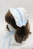 画像1: LOLITAその他(お買取対象外) / ギンガムチェックフラワーレースヘッドドレス  白Ｘサックス I-25-06-11-116-LO-AC-HD-ZI (1)