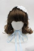 画像2: LOLITAその他(お買取対象外) / ギンガムチェックフラワーレースヘッドドレス  白Ｘサックス I-25-06-11-116-LO-AC-HD-ZI (2)