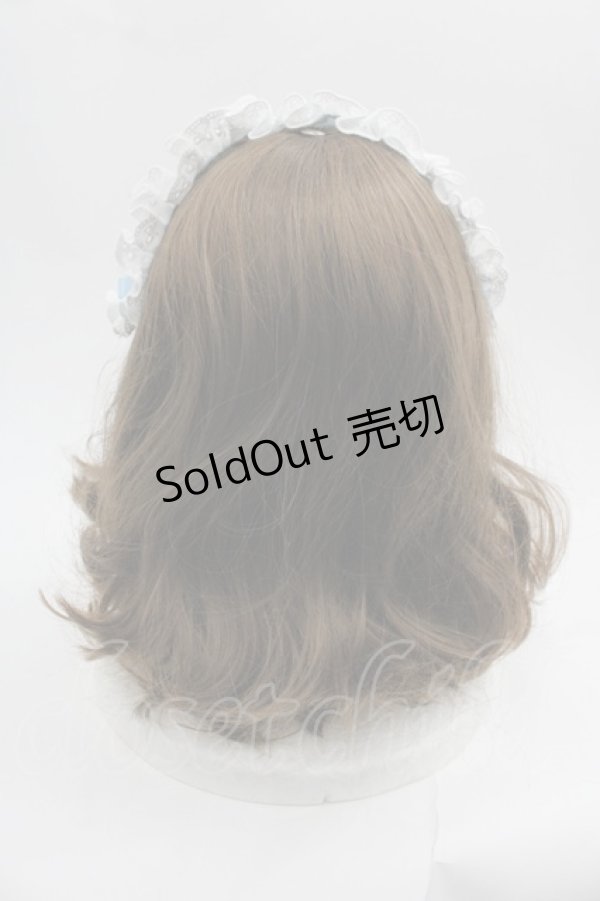 画像3: LOLITAその他(お買取対象外) / ギンガムチェックフラワーレースヘッドドレス  白Ｘサックス I-25-06-11-116-LO-AC-HD-ZI (3)