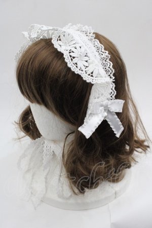 画像: Angelic Pretty / フラワーレースリボンパールヘッドドレス  白 I-25-06-11-118-AP-AC-HD-ZI