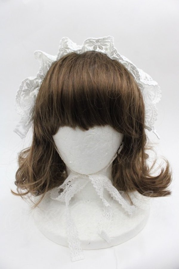 画像2: Angelic Pretty / フラワーレースリボンパールヘッドドレス  白 I-25-06-11-118-AP-AC-HD-ZI (2)