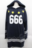 画像1: HELL CAT PUNKS / 666ロングプルパーカー  ネイビー I-25-06-11-017-PU-TO-HD-ZI (1)